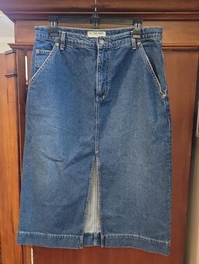 We The Free | Wild‎ Roses Midi Denim Skirt Medium Wash Front Slit - Size 31
